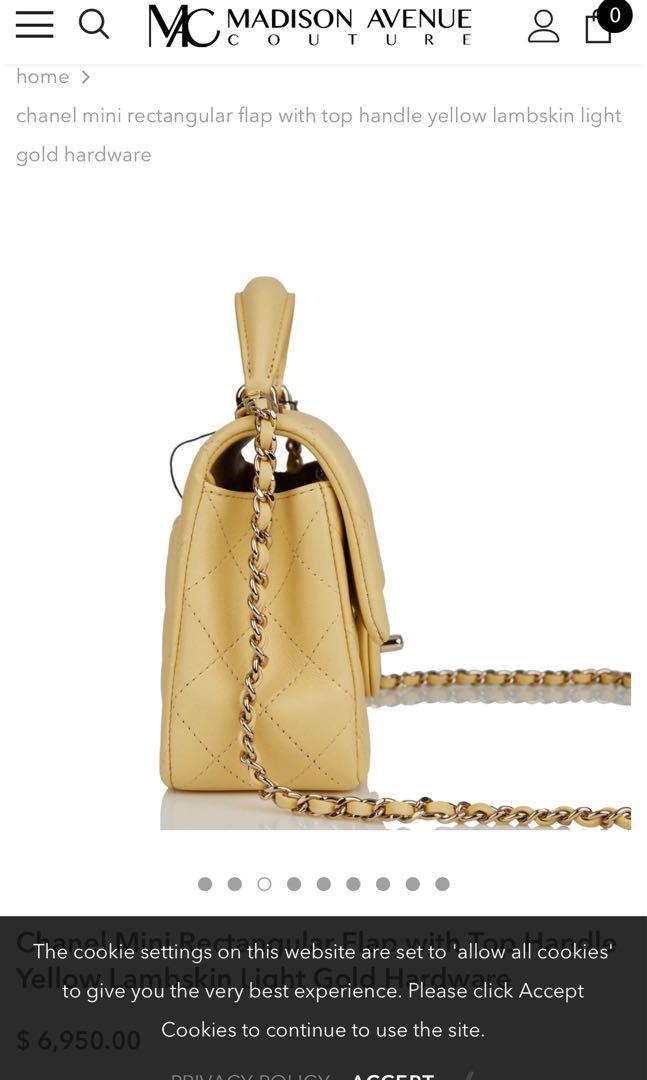 Chanel Mini Flap Bag with Top Handle (In light yellow)