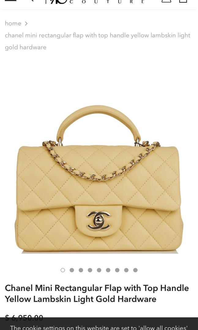 Chanel Mini Flap Bag with Top Handle (In light yellow)