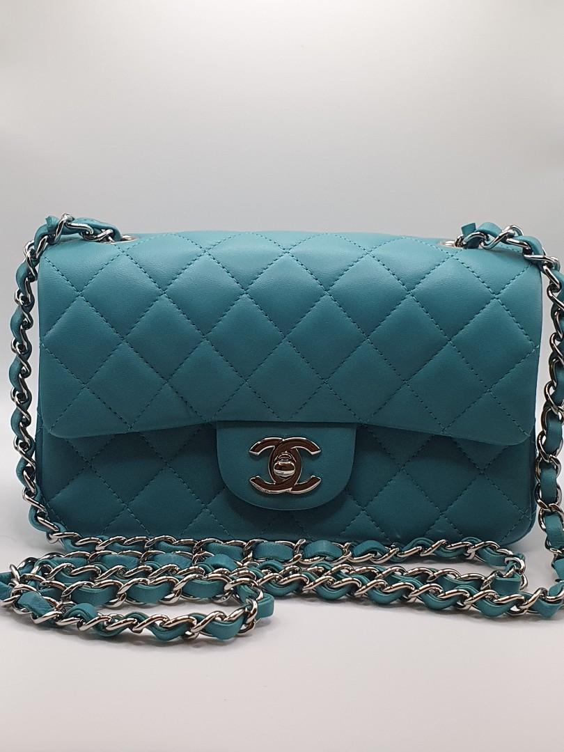 CHANEL Mini Flap in Lambskin Turqoise SHW, Luxury, Bags & Wallets on  Carousell