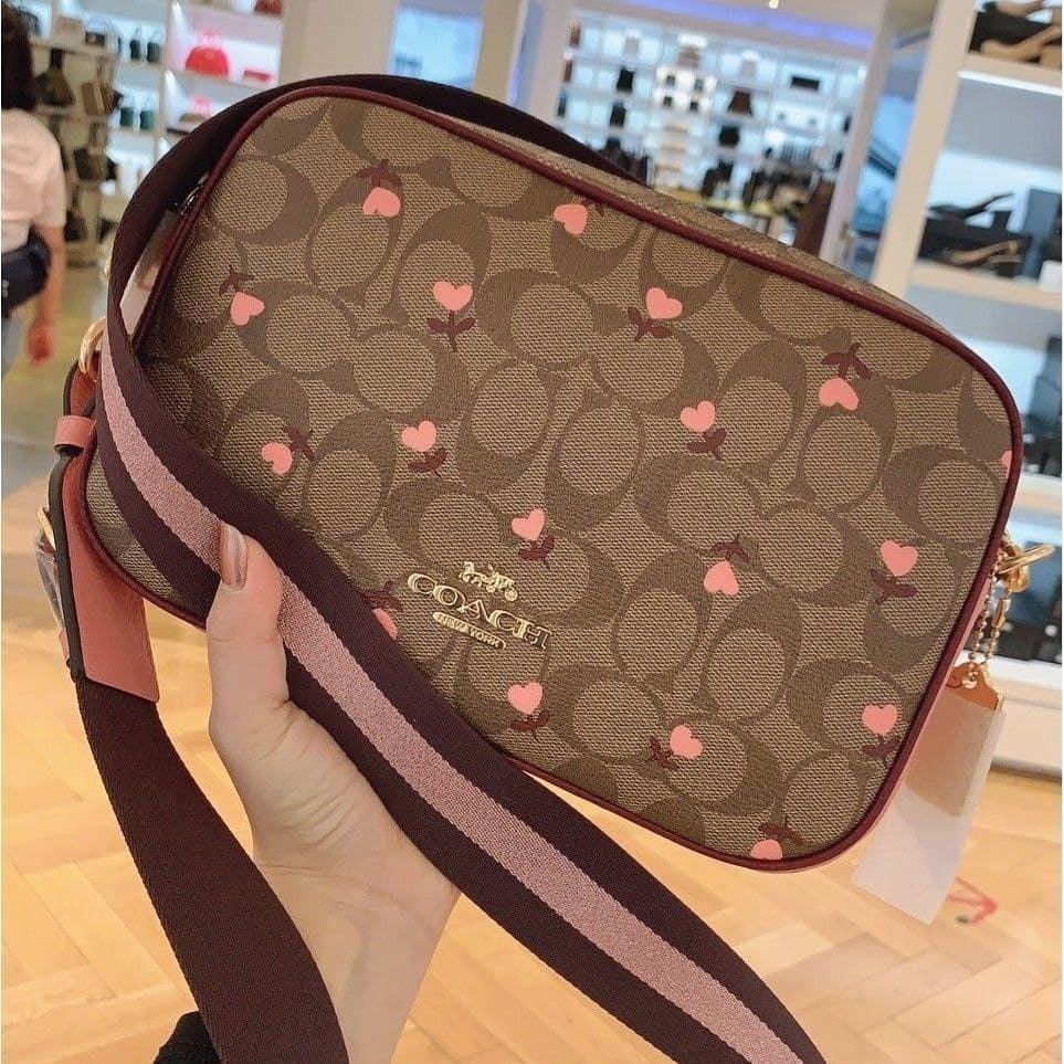 Coach camera bag jes crossbody in signature canvas, Barang Mewah, Tas