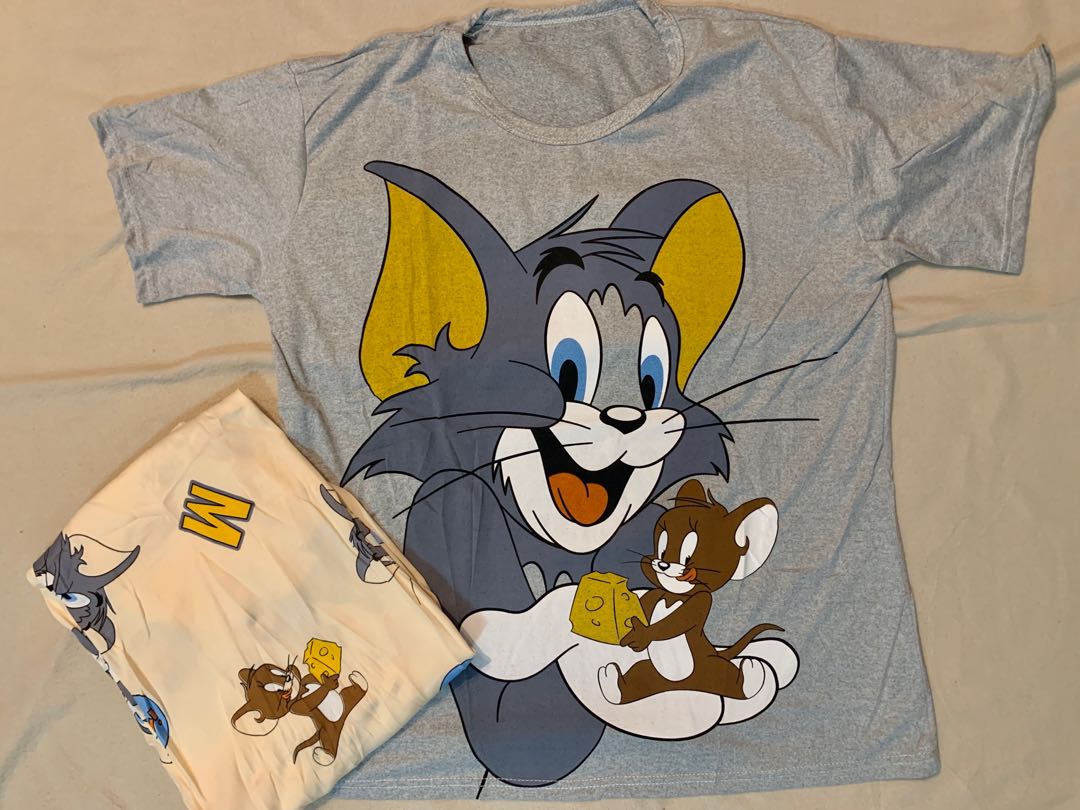 Cute Terno Pajama Tom & Jerry Gray, Women's Fashion, Undergarments