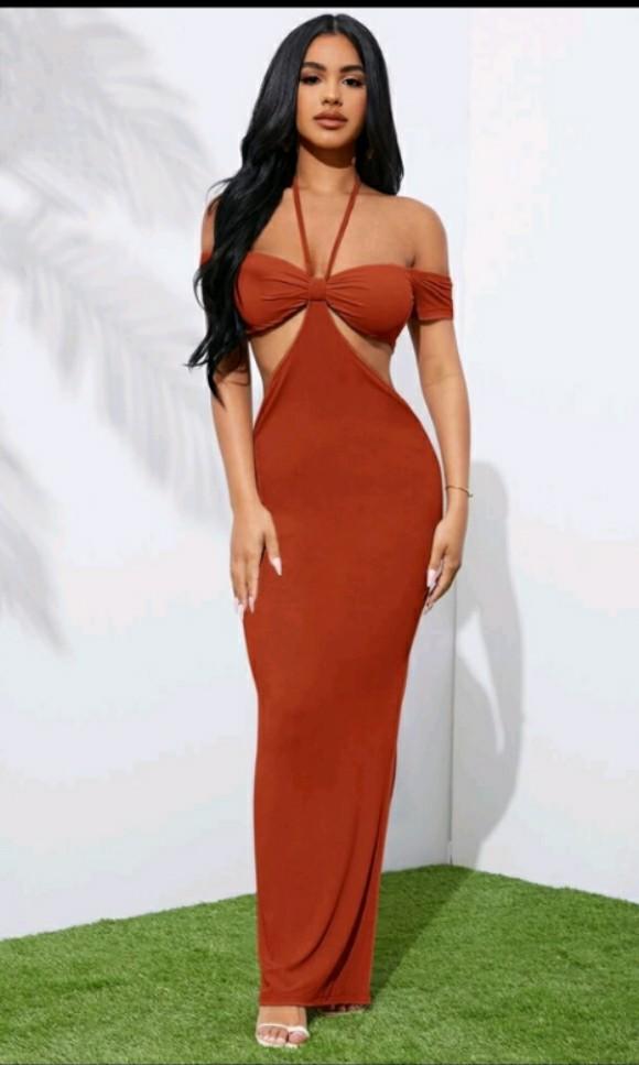 Orange dinner dress discount