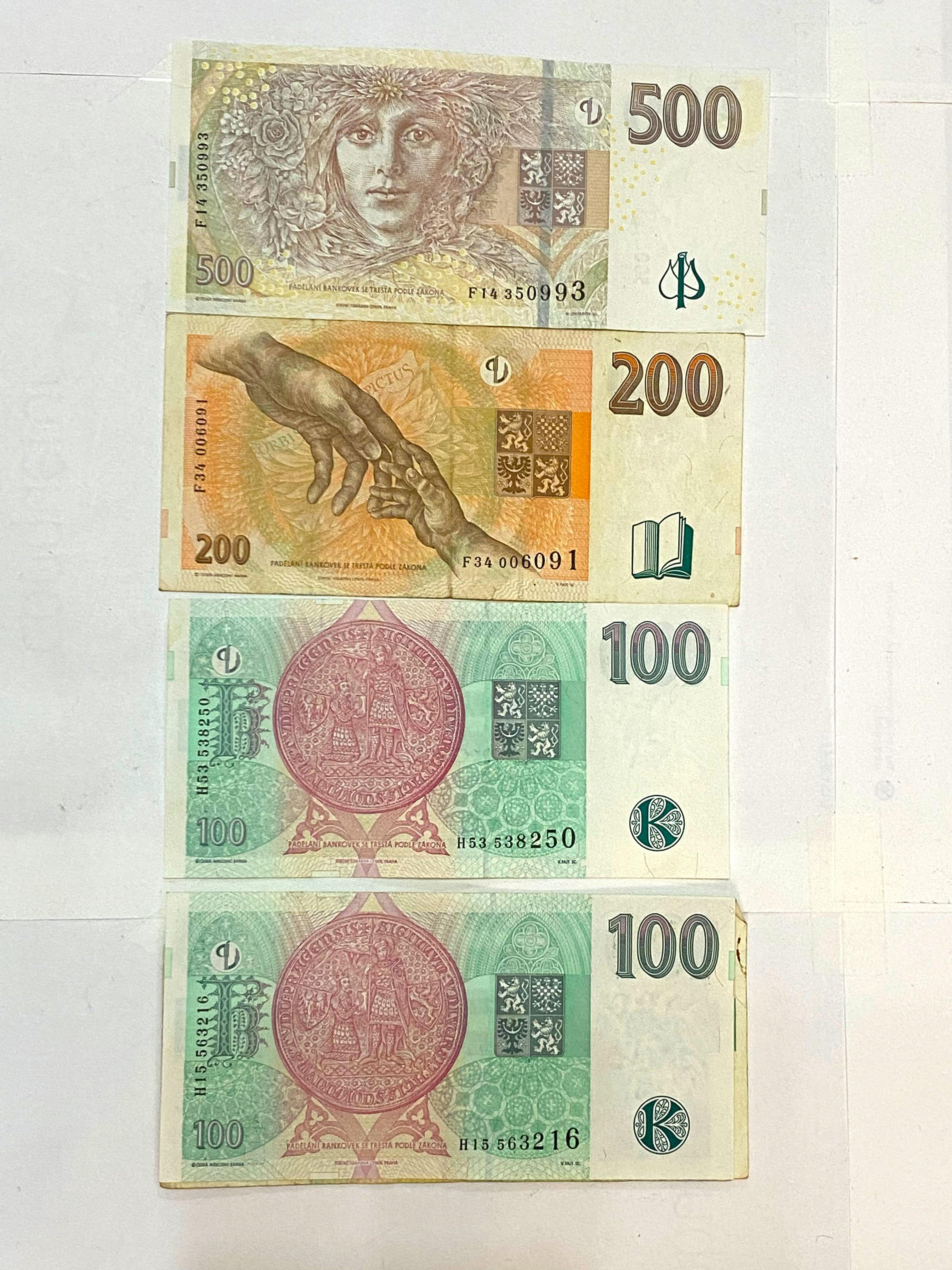 捷克(Czech)紙幣及一些錢幣- issued by Czech National Bank, 興趣及遊戲, 收藏品及紀念品, 錢幣-  Carousell