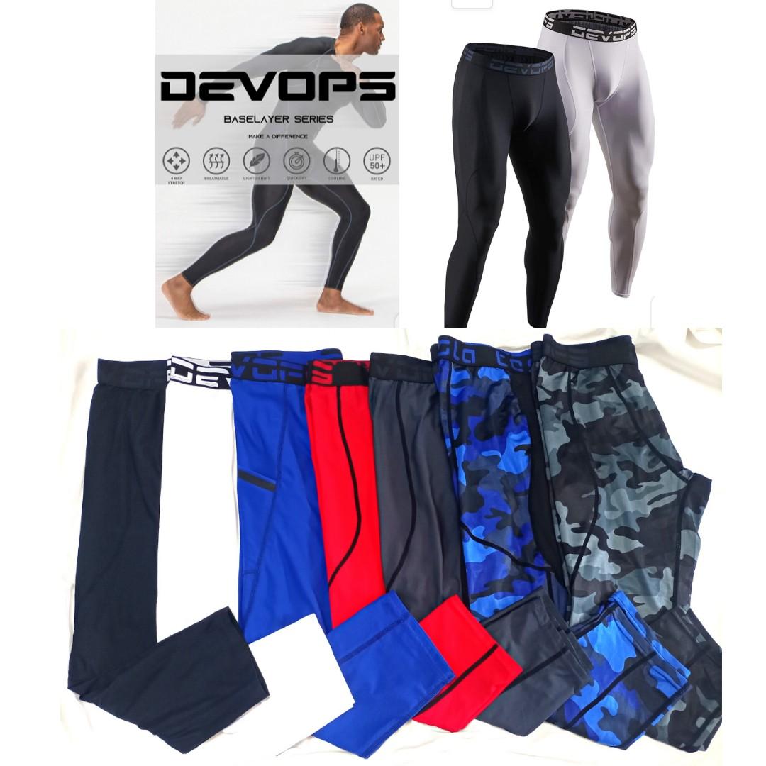 DEVOPS TESLA Men's Compression Pants Athletic Leggings w/ Pocket