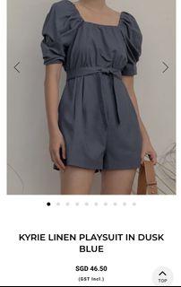FASH MOB KYRIE LINEN PLAYSUIT IN DUSK BLUE