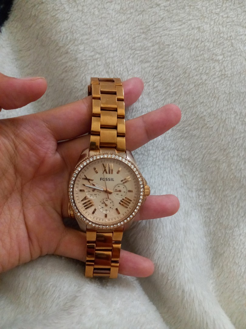 Fossil watch cecile rosegold, Fesyen Wanita, Jam Tangan di Carousell
