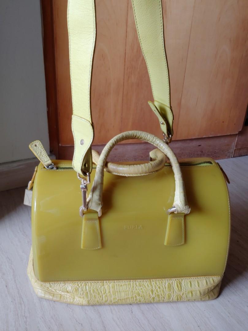 FURLA crocodile base Candy bag in lime green