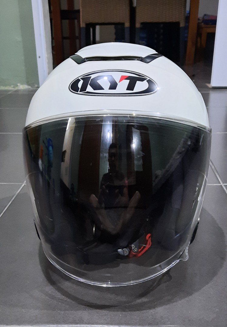 Helm Half Face KYT Kyoto White Original, Motor di Carousell