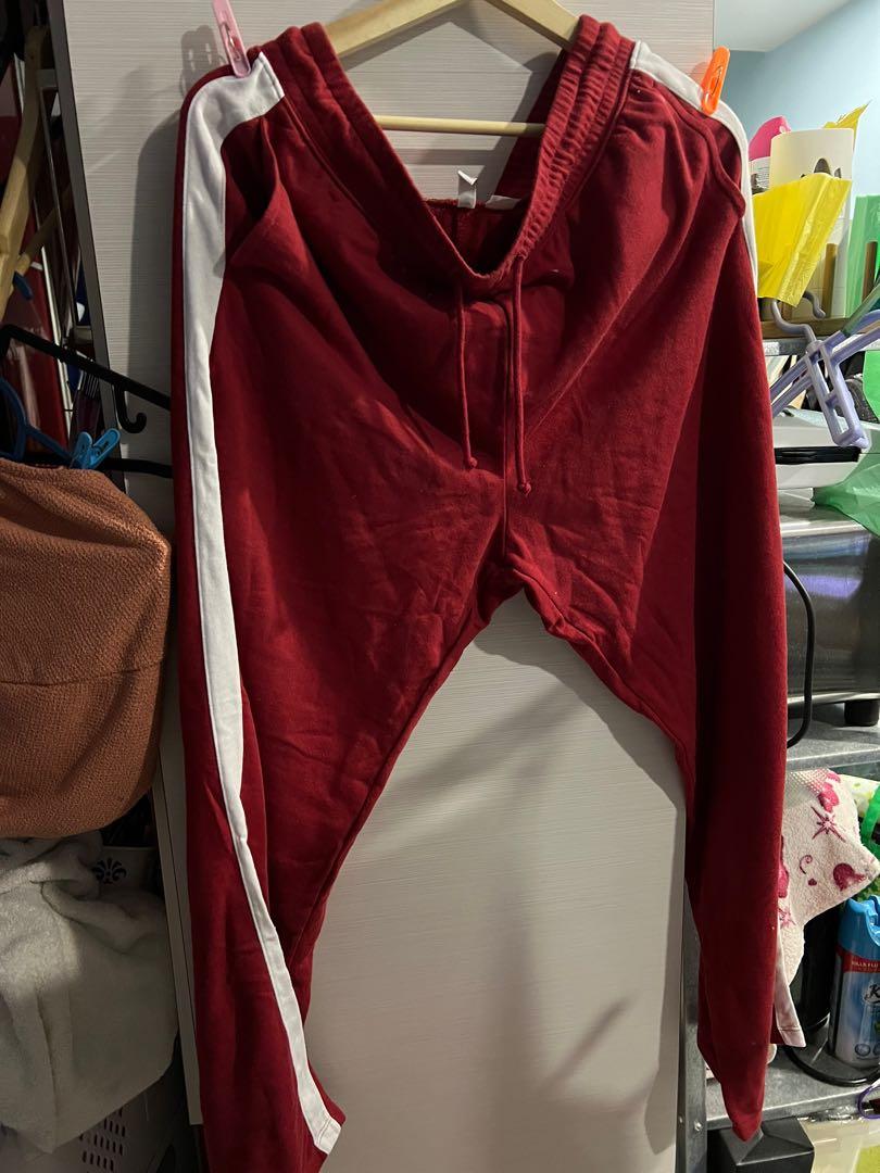 Red joggers white stripe outlet