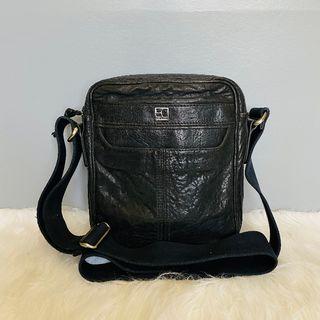 Hugo Boss Orange Black Leather Crossbody Bag