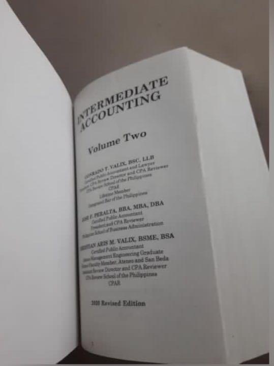 Intermediate Accounting Volume 2 Valix 2020 Edition (Category: Textbooks) located in Quezon City. Submitted by mnlfashion (Listing ID 1145465178, Image 2). Description: Brand new and never used In perfect condition.