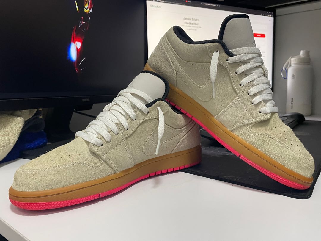 air jordan 1 low white gum hyper pink