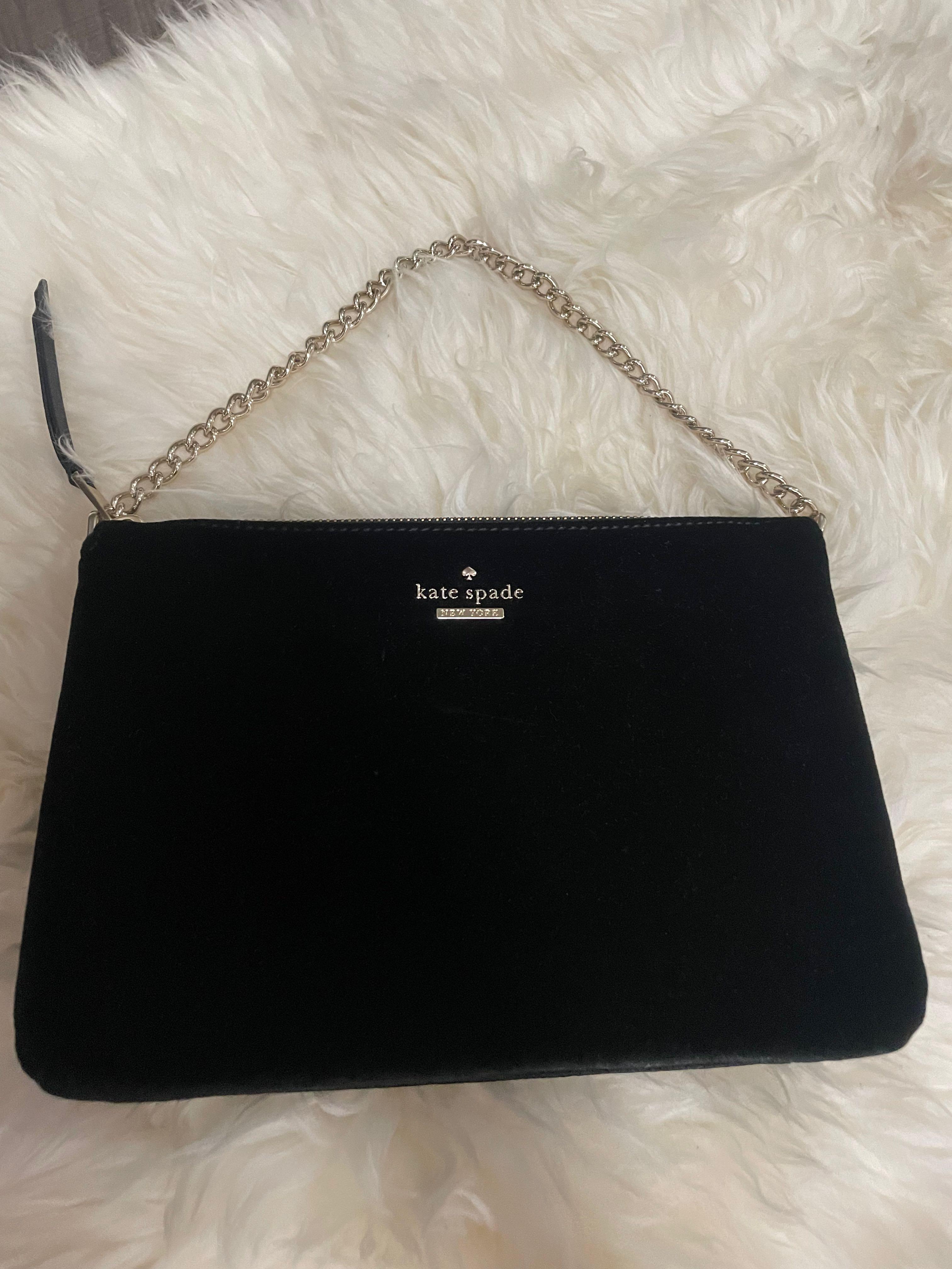 Authentic Kate spade velvet black crossbody sling handbag tote bag Luxury Bags Wallets on Carousell