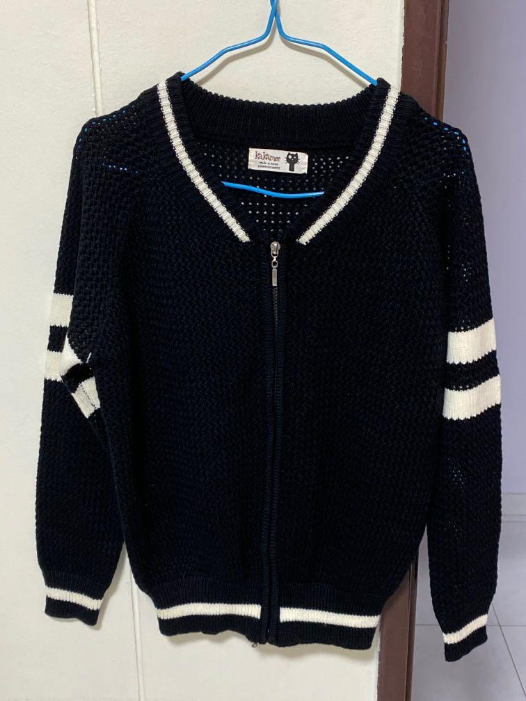 Knit Baseball Jacket, Women's Fashion 