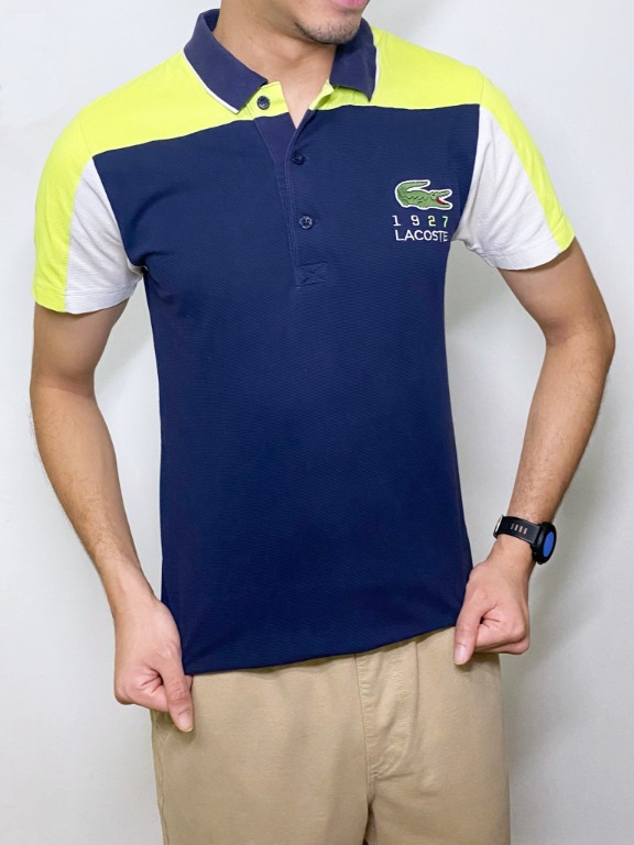 LACOSTE 1927 Triple colored collared tee Men s Fashion Tops Sets Tshirts Polo Shirts on Carousell