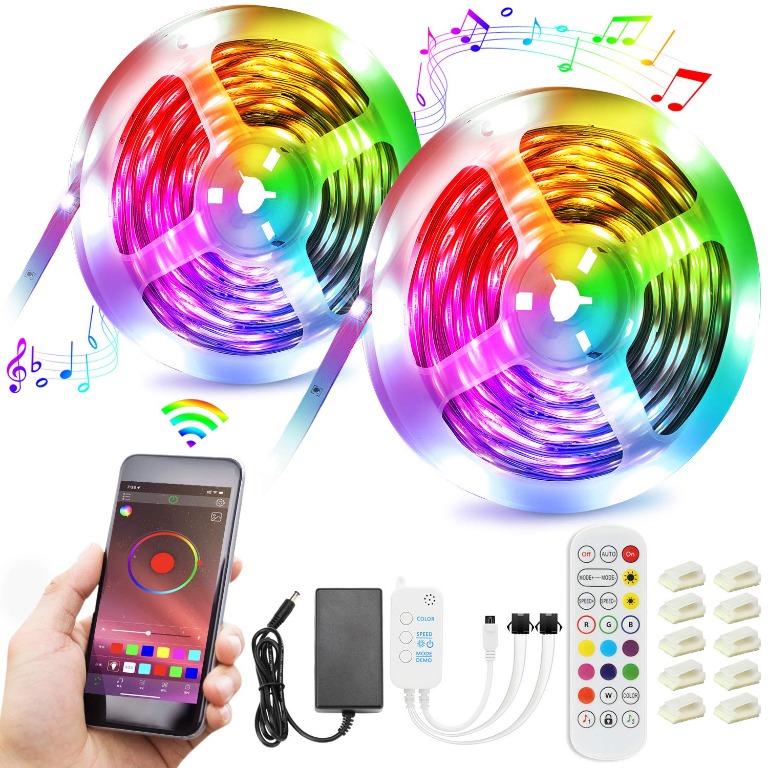 LED Strip Lights with Remote 10 Meters SMD 5050 RGB Smart Colour