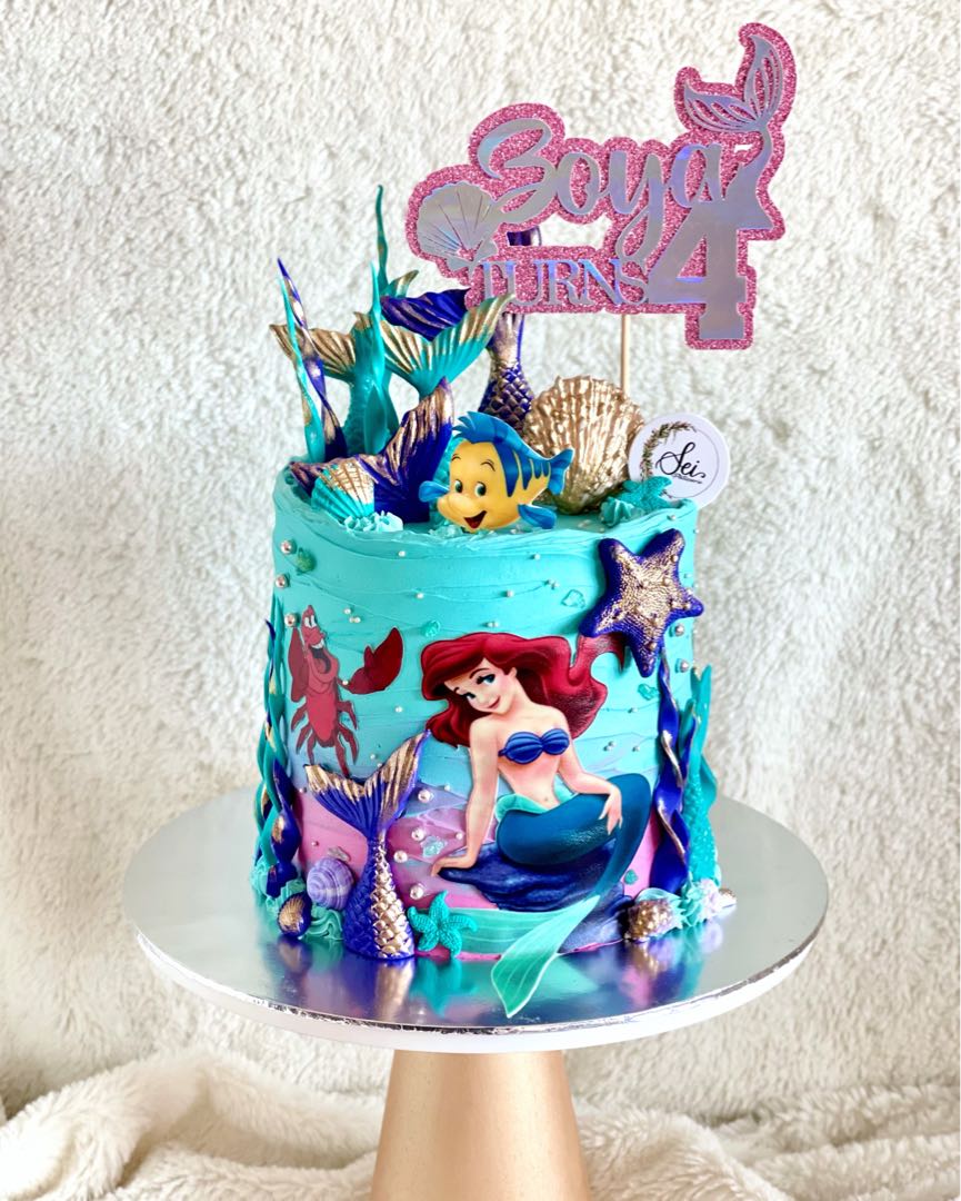 Amazon.com: Cakecery Little Mermaid Princess Disney Edible Cake Image  Topper Personalized Birthday Cake Banner 1/4 Sheet : Grocery & Gourmet Food