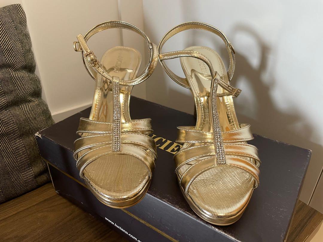 Lucieno Gold Heels with Platform US 5