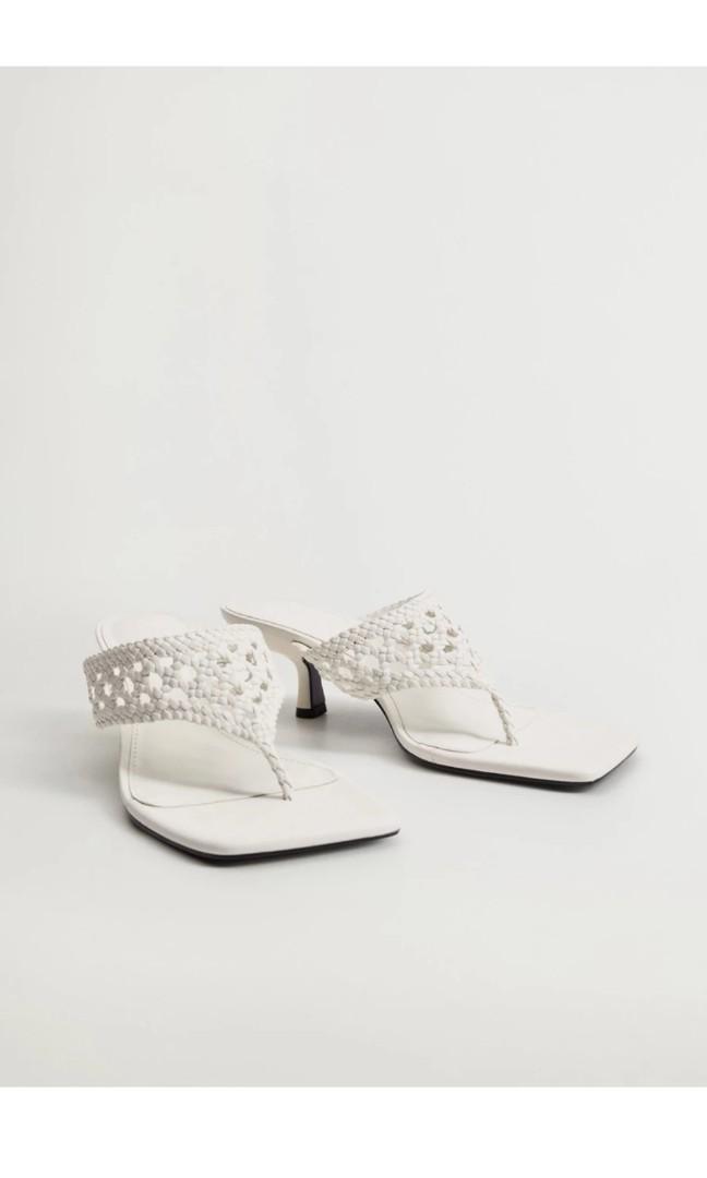 Mango white braided shop mules uk