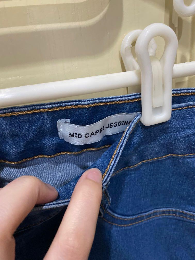 Mid Capri Jeggings Cotton On Denim Jeans, Fesyen Wanita, Pakaian