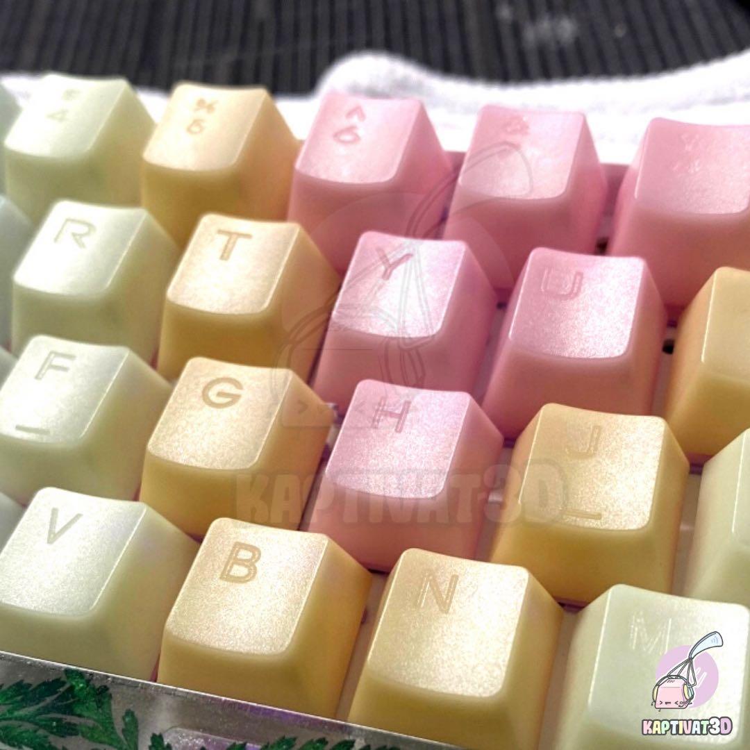Rainbow Pom jelly keycaps Mochi pudding pom jelly keyboard keycaps with