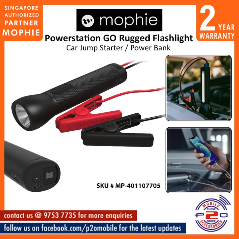 Mophie 3 in 1 car jump starter power bank sales and flashlight