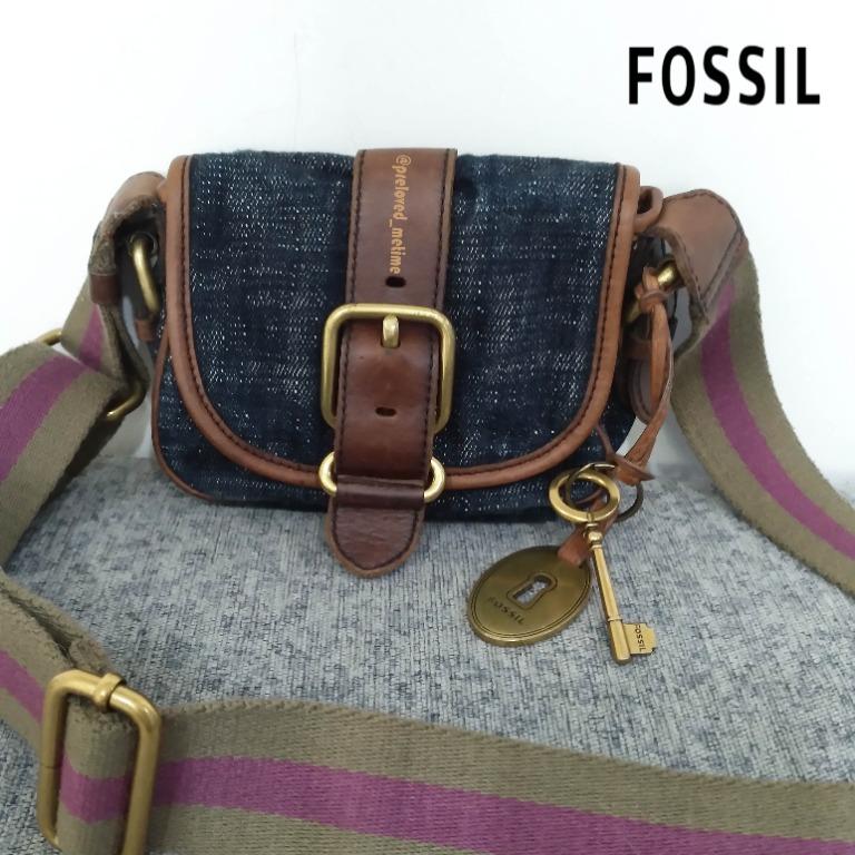 pl FOSSIL Emory Flap Small Denim bag