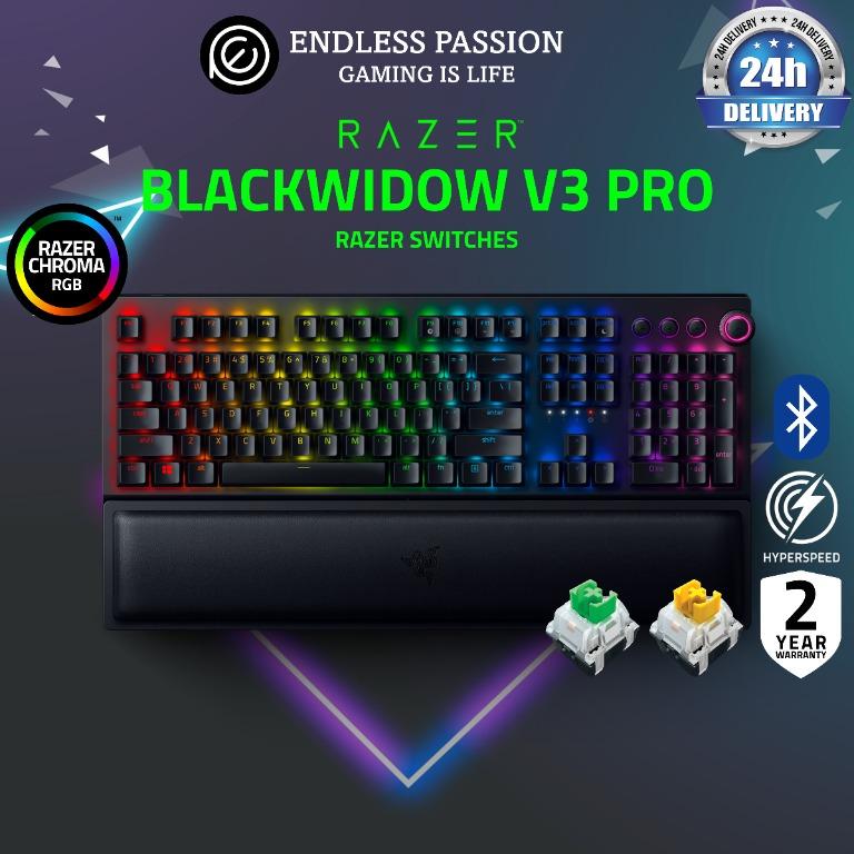 Razer BlackWidow V3 Pro Mechanical Gaming Keyboard, RGB LED light, US,  Wireless/