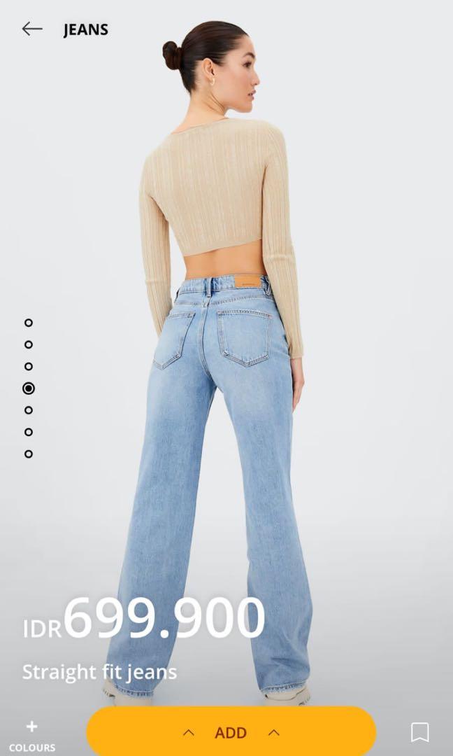 Stradivarius straight fit jeans, Fesyen Wanita, Pakaian Wanita, Bawahan di  Carousell