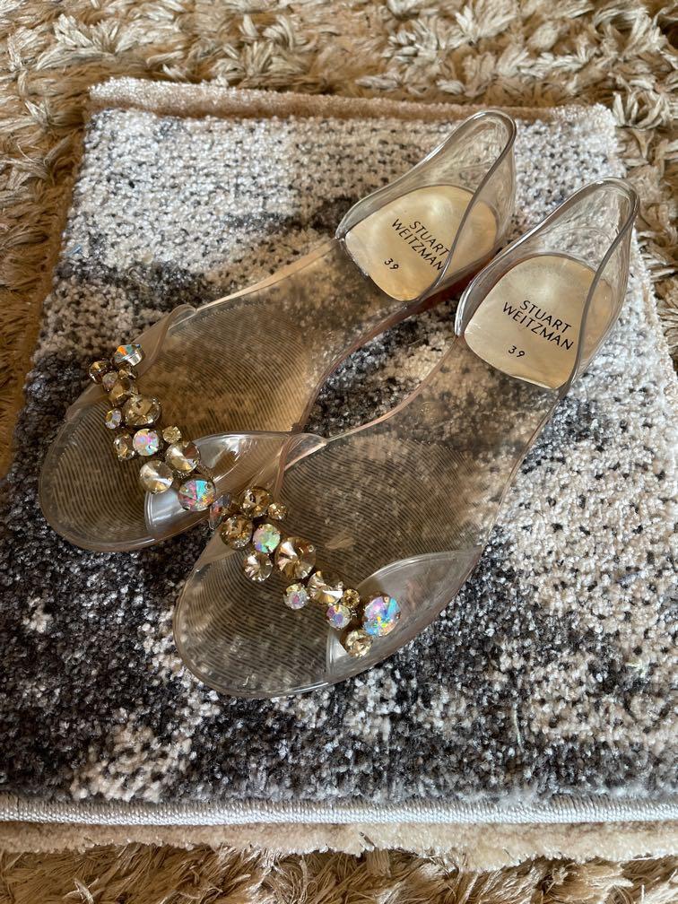 Stuart Weitzman Jelly Clear Rhinestone Flats