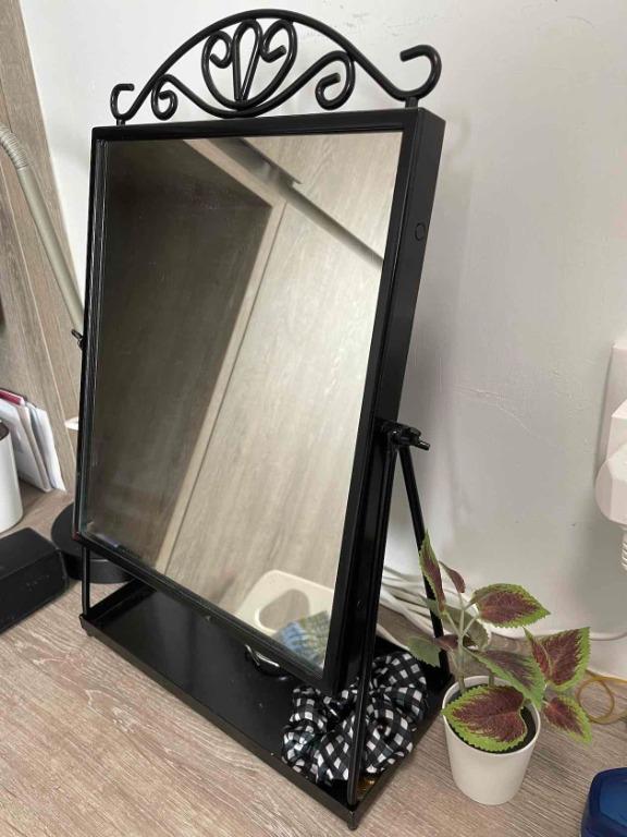 Table Mirror, Black IKEA, 傢俬＆家居, 家居裝飾, 鏡 Carousell