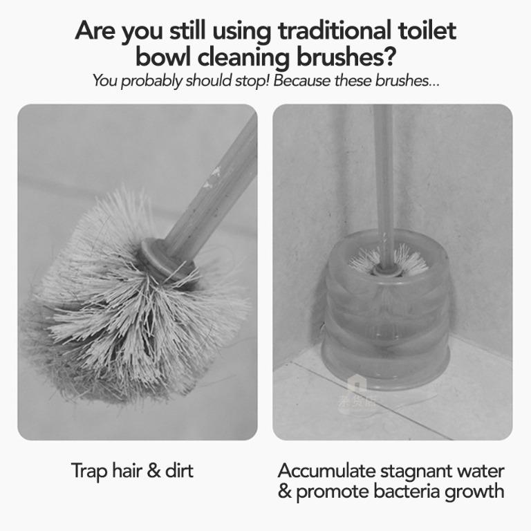 WallMounted SpaceSaving Silicone Toilet Bowl Cleaning Brush with