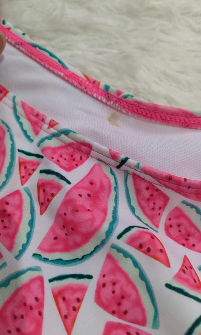 Watermelon Print Criss Cross Pink Triangle Bikini Set Womens Fashion Swimwear Bikinis