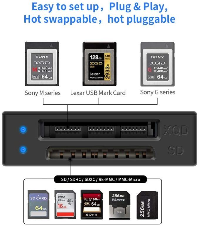 XQD SD Card Reader, Rocketed C Type XQD / SD Card Reader Dual Slot