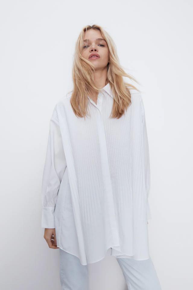 Zara pleated top, Fesyen Wanita 