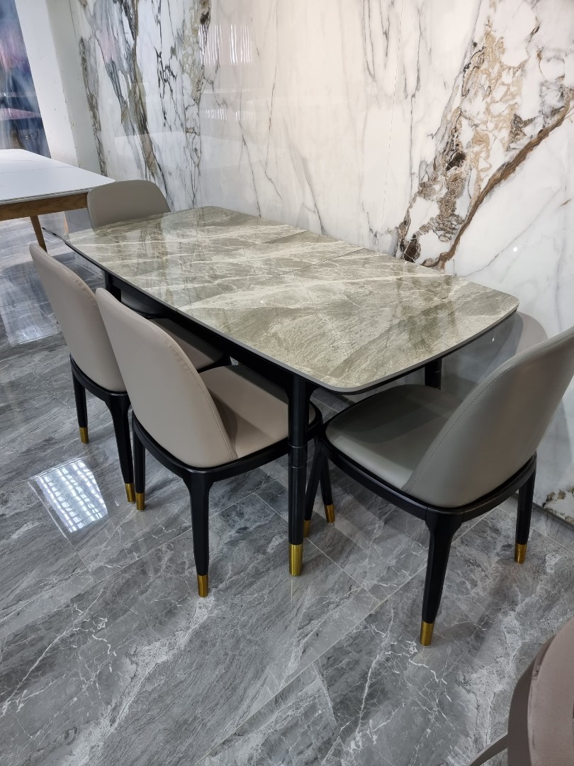 1.3m-1.6m Extendable Sintered Stone Dining Table set with 4 chairs ...