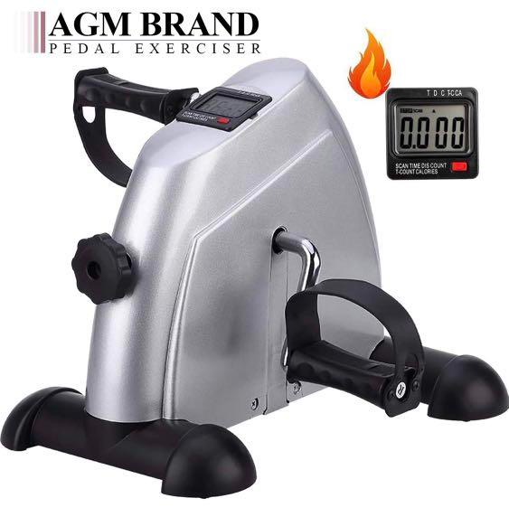 AGM Mini Bike Mini Exercise Bike Leg Machine Digital Under Desk Bike Foot Cycle Arm Leg Pedal Machine with LCD Screen Display Non Slip Mat Included Sports Equipment Exercise Fitness Cardio