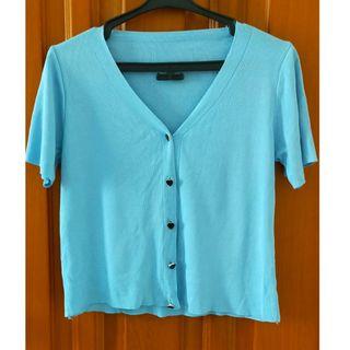 Atasan biru rajut / summer crop top blouse