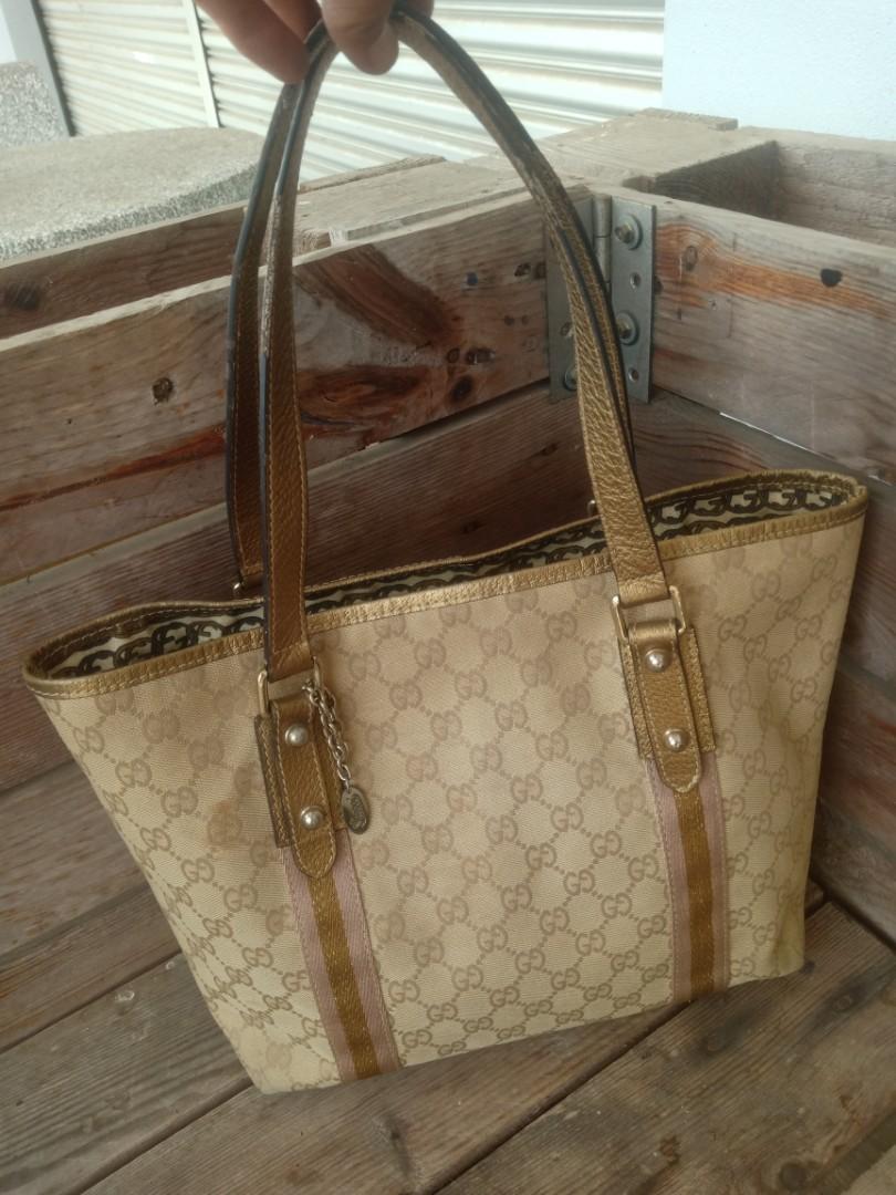 Authentic Gucci GG monogram Gold Tote Bag