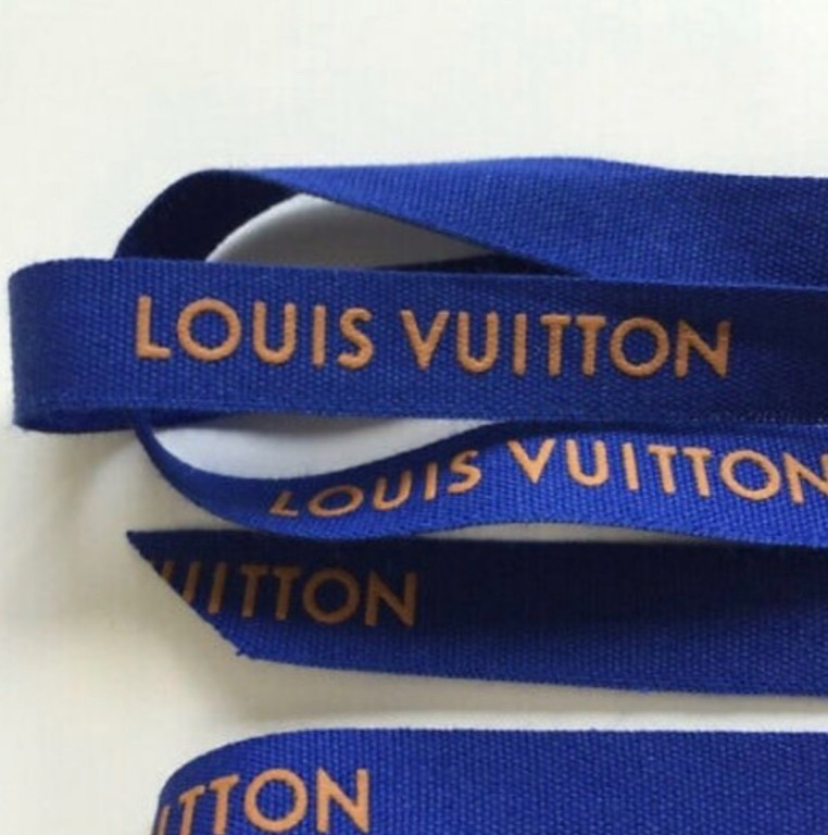 Rare Vintage LOUIS VUITTON Wide Blue / Gold Gift RIBBON Luxury 