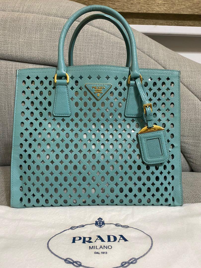 Authentic Prada Perforated Saffiano Leather Tote, Luxury, Bags & Wallets on  Carousell
