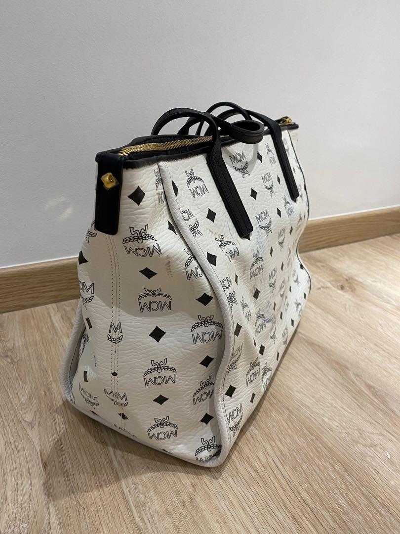 Authentic white MCM leather tote bag Women s Fashion Bags