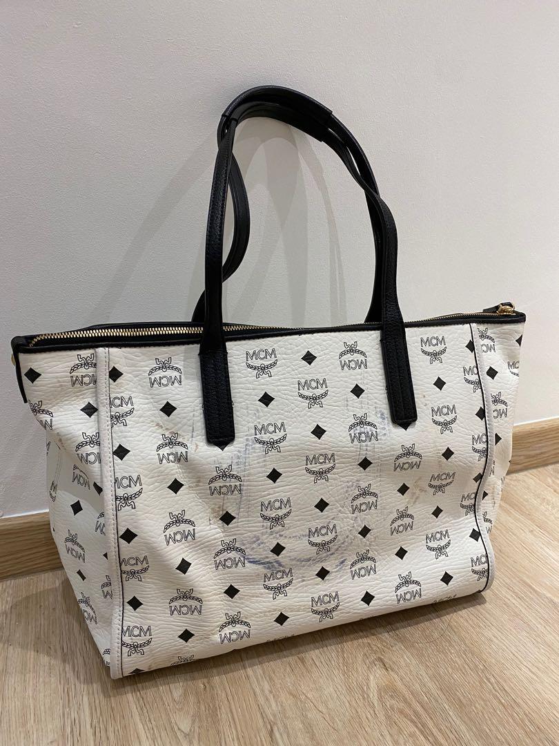 White mcm tote cheap