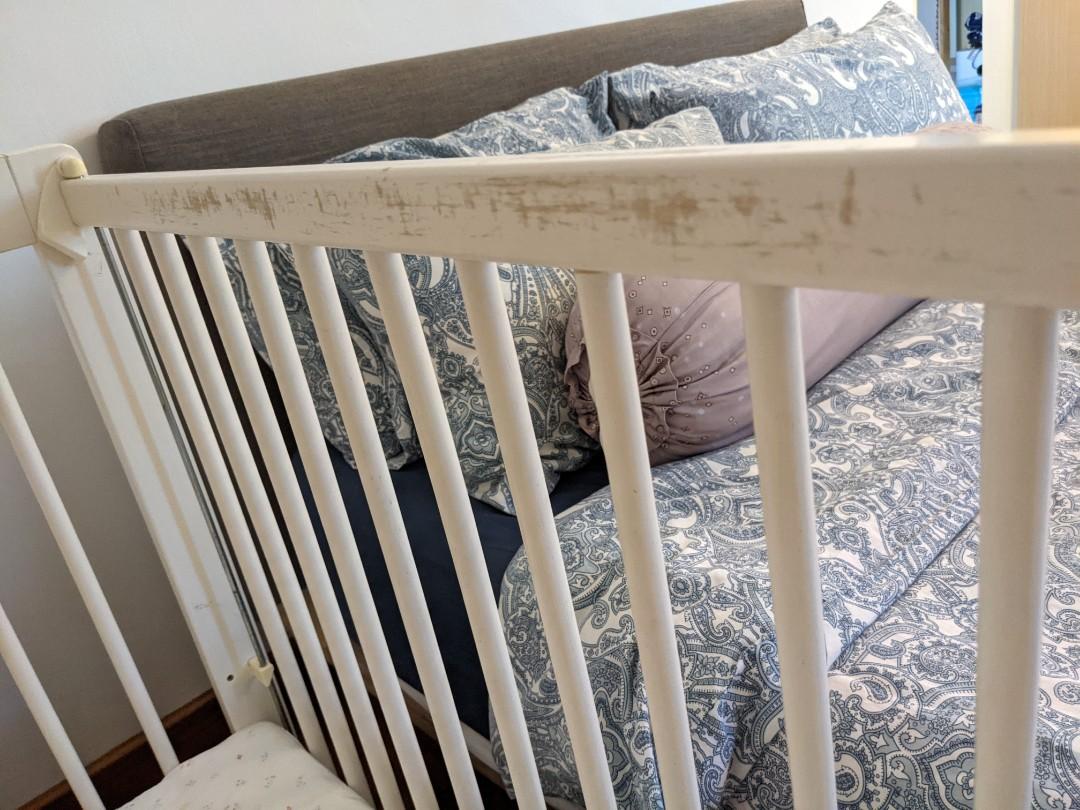 Baby cot with sliding side, Babies & Kids, Baby Nursery & Kids Furniture, Cots & Cribs on Carousell