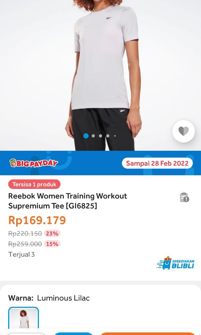 Baju olahraga wanita reebok speedwick fit M/L luminous lilac kaos olahraga  ungu muda women sport tee GI6825 jersey