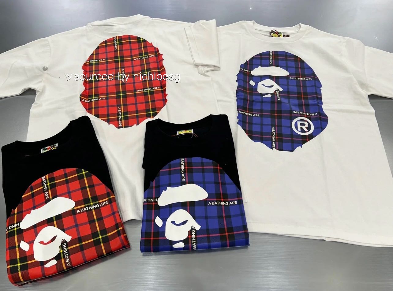 BAPE LOGO CHECK BIG APE HEAD TEE, Men's 