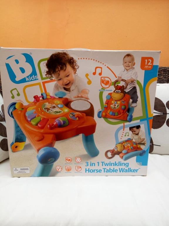 BKids 3 in 1 Twinkling Horse Table Walker Activity Center