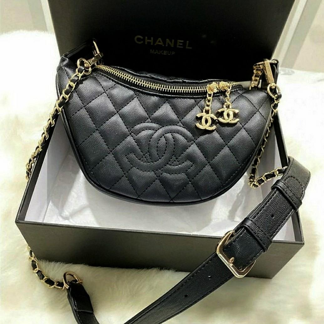 Brand New Chanel Ori Gift Halfmoon Slingbag Original, Fesyen Wanita, Tas &  Dompet Di Carousell
