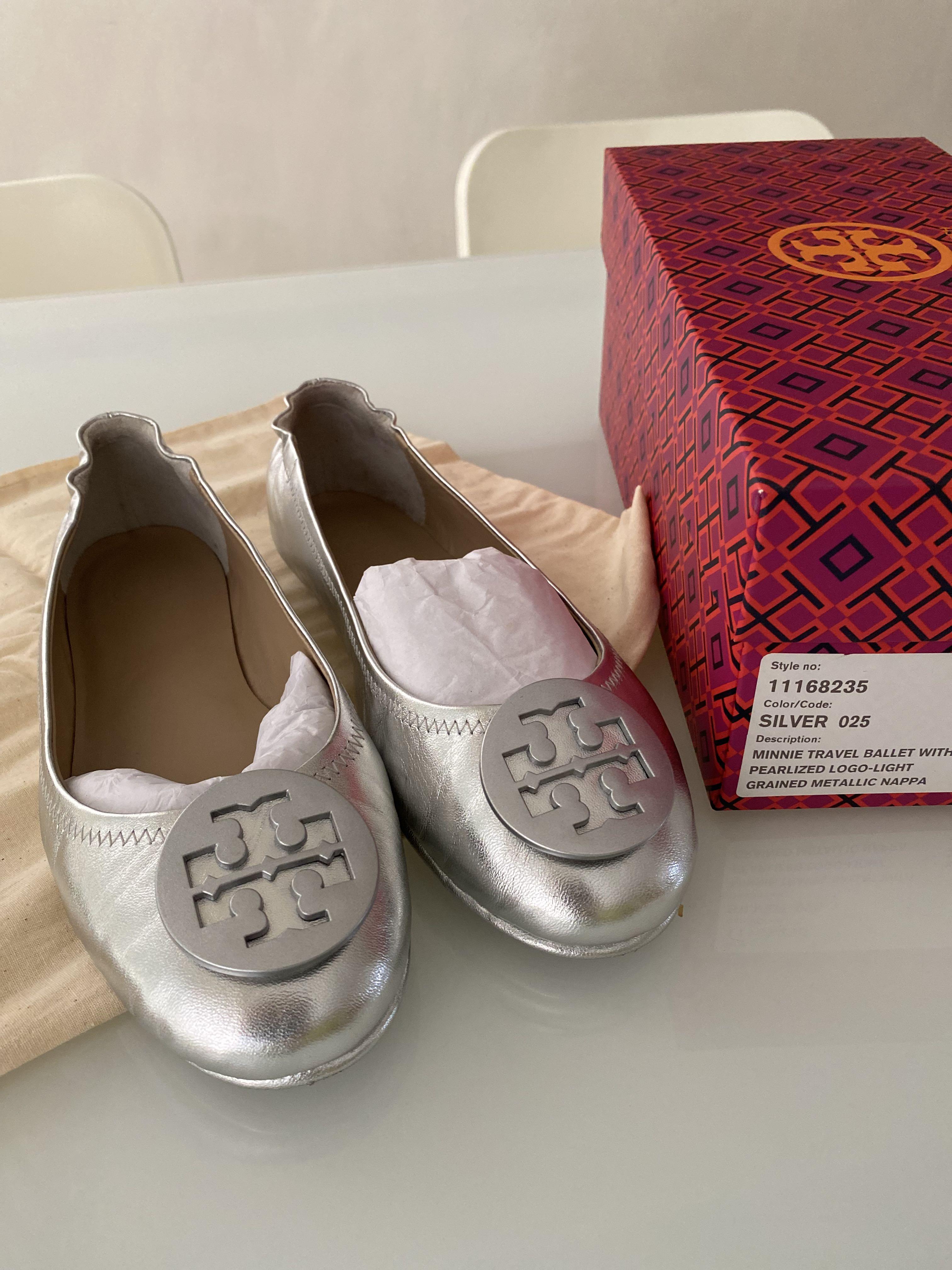 Last offer Brand new Tory Burch ballet flats - Silver, Women's Fashion,  Footwear, Flats on Carousell