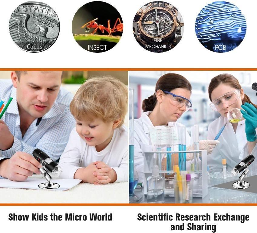 Bysameyee USB Digital Microscope 40X to 1000X, 8 LED Magnification ...